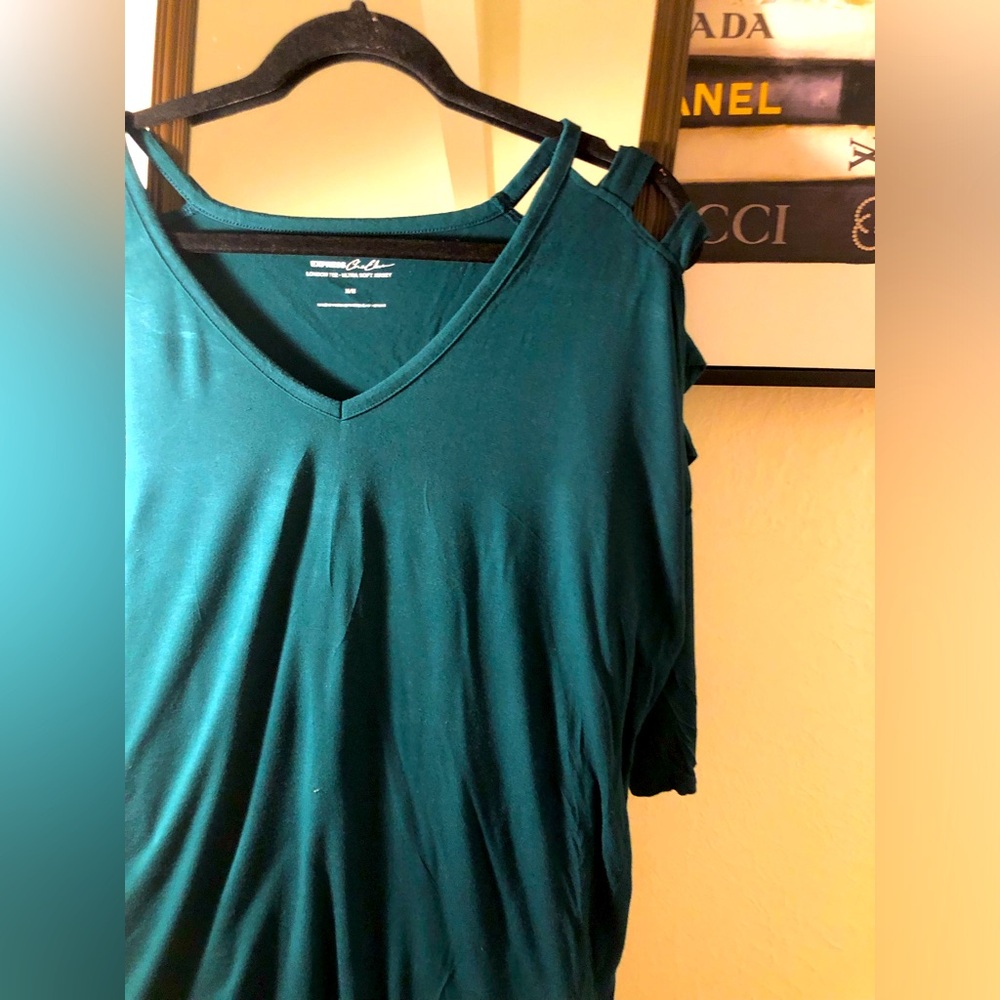 Aqua long peep hole sleeves from Express size M, 23 inches PTP, 23 inches long
